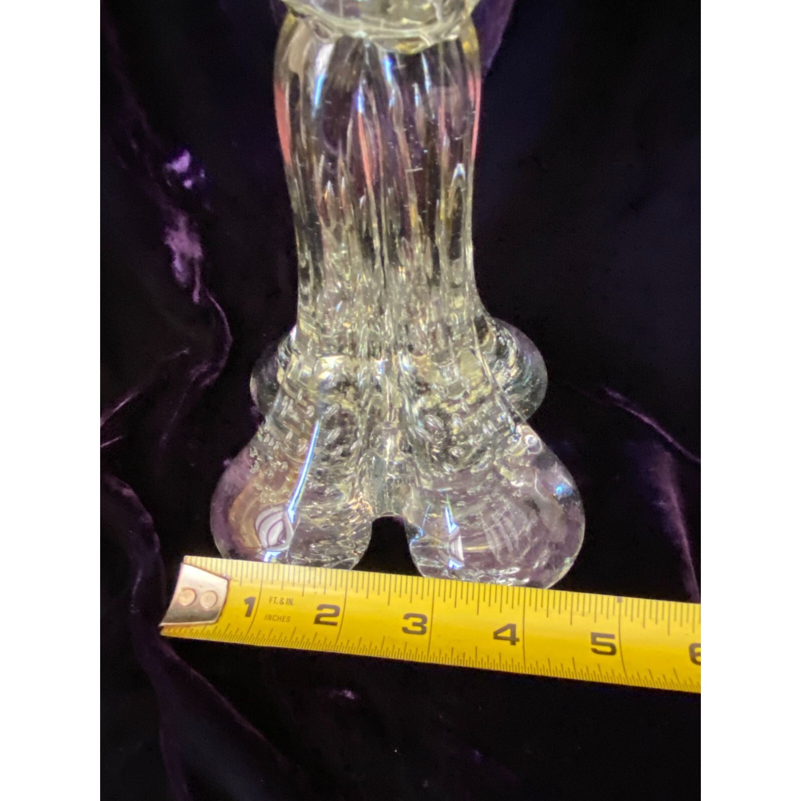 Beautiful Controlled Bubble Large Angelfish Clear Hand Blown Glass Sz. 15″ 8lbs