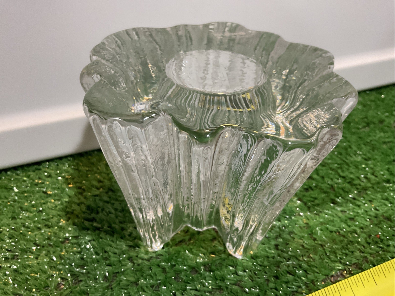 Vintage Nybro Sweden Crystal Volcano Votive Candleholder 4.5 in.