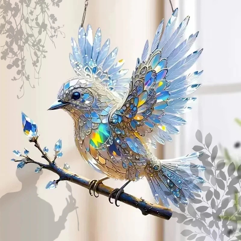 Diamond Art Hummingbird Acrylic Crystal Sky Bluebird Colorful Charming Shining A