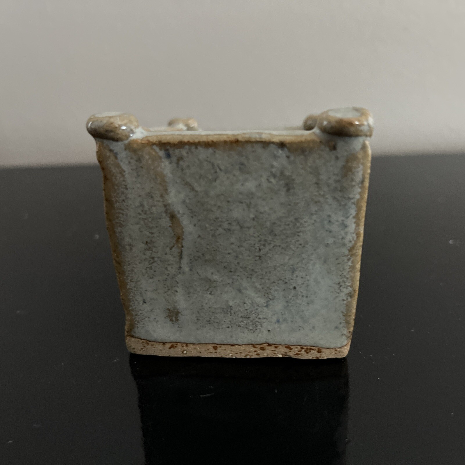 Studio Pottery Artist Signed PASHID Box Holder Hand Painted Blue Set Of 2