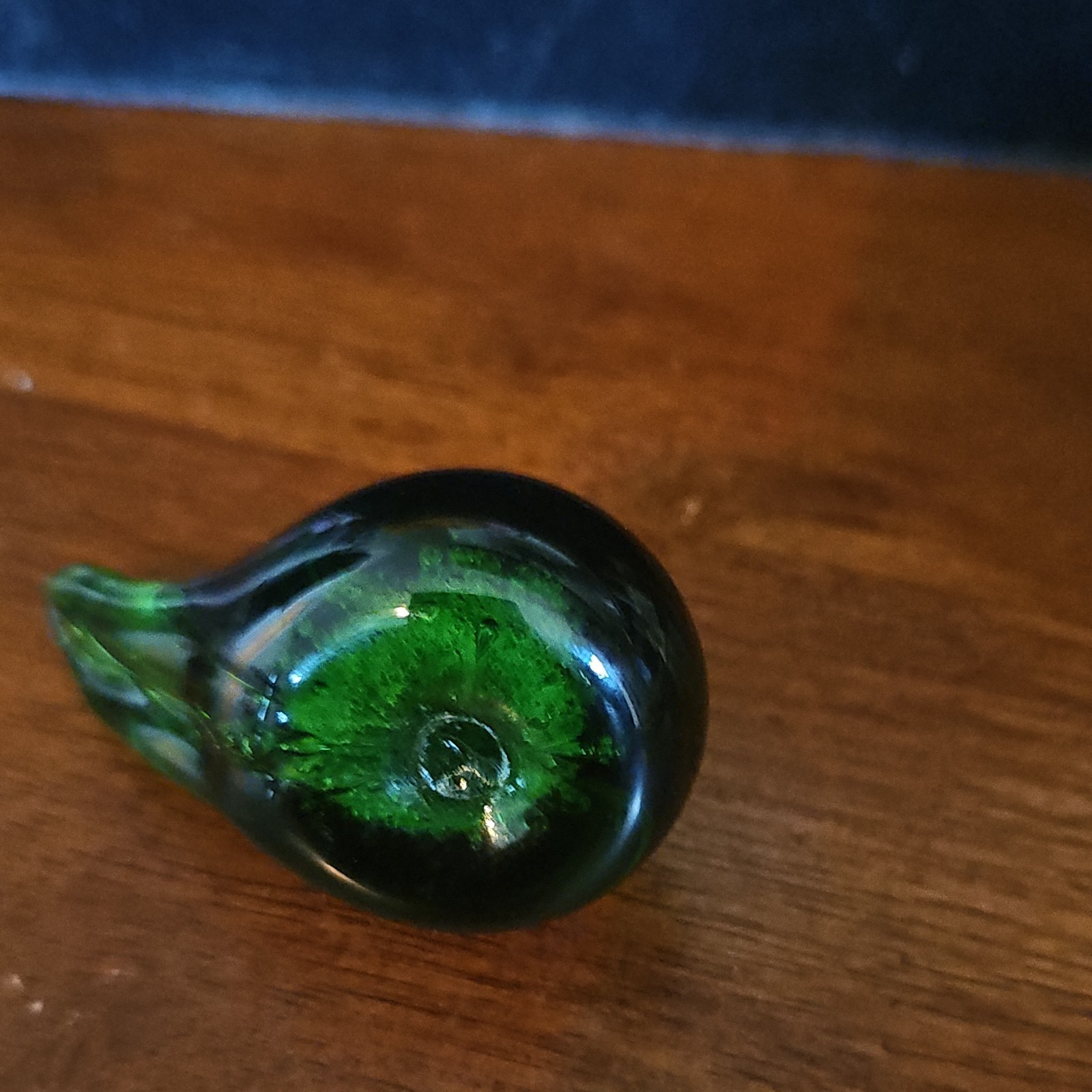 Green Hand Blown Glass Bird Art Figurine Decorative Glossy Collectible