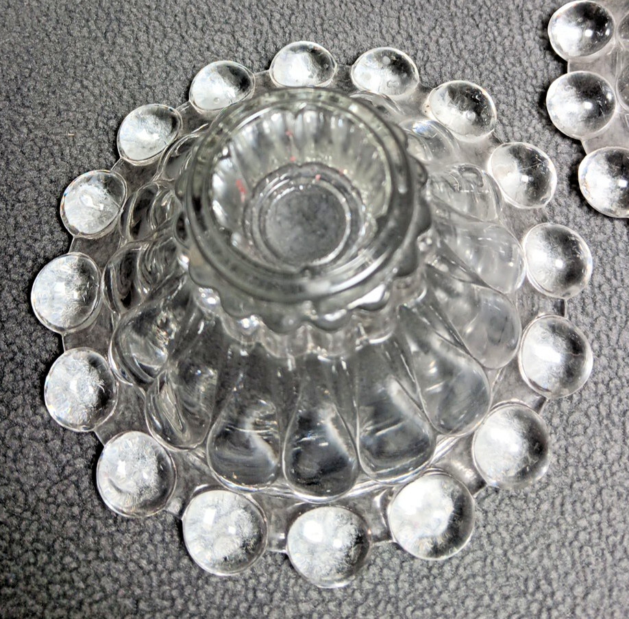 Vintage Anchor Hocking Pair of Berwick Boopie-Bubble Candle Holders Clear Glass