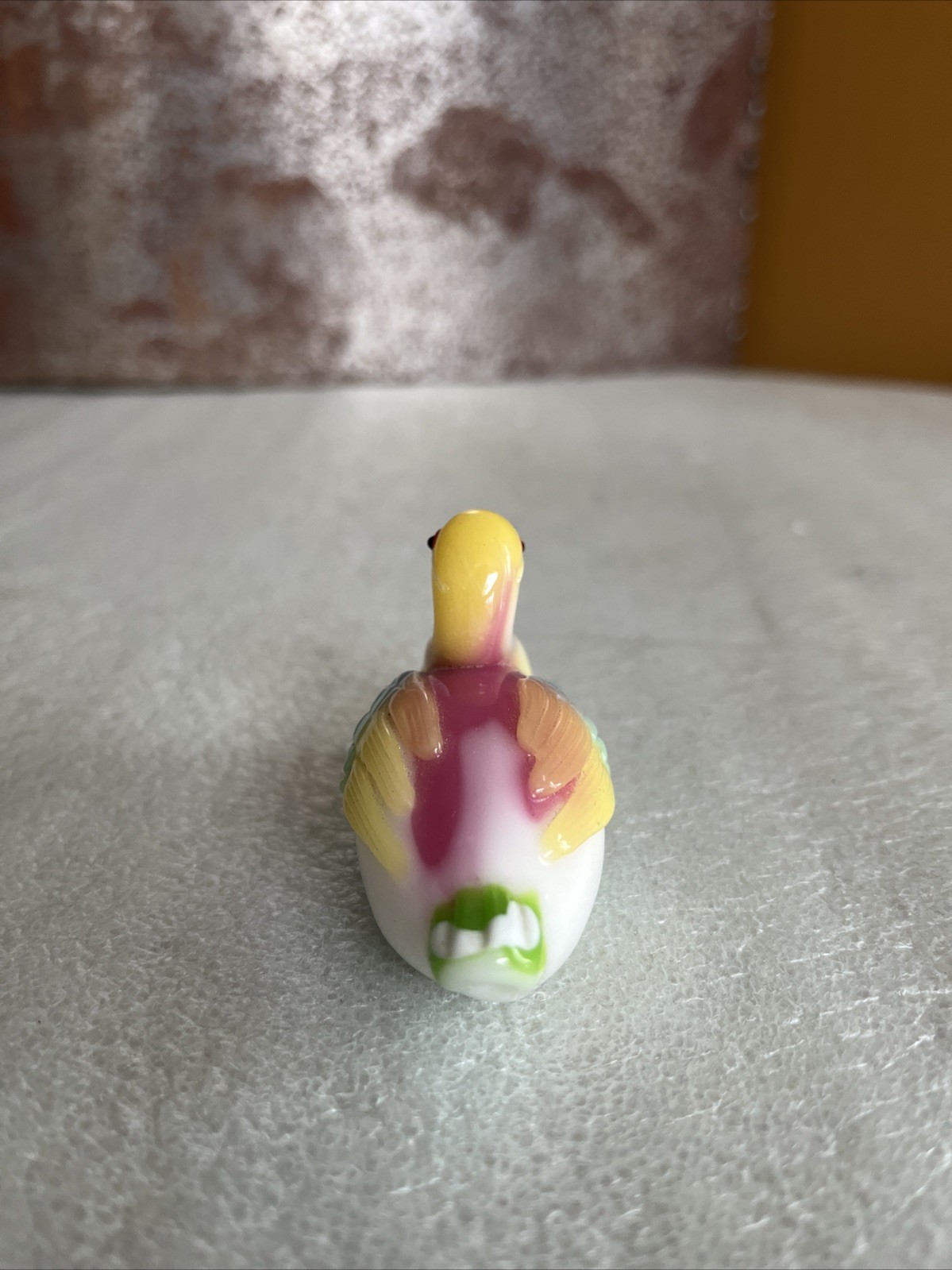Vintage Solid Glass Standing Peking Duck Figurine Handblown Rainbow Colors
