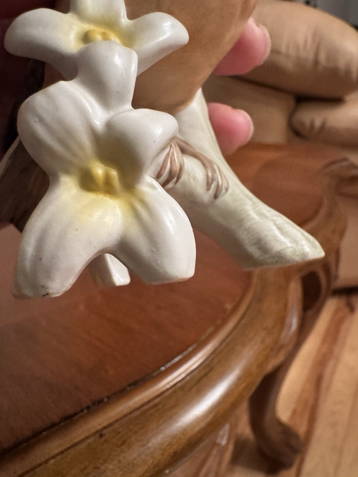 Goebel Hand Painted Porcelain Bird Figurine Germany Branch White Flowers Decor