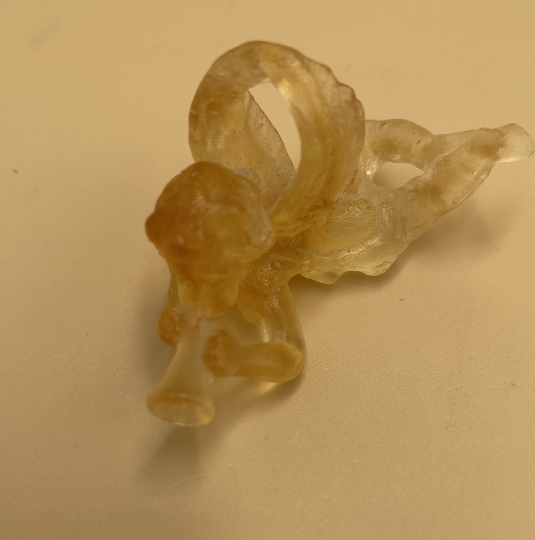 Daum Pate De Verre Amber Angel Cherub Trumpet Ornament