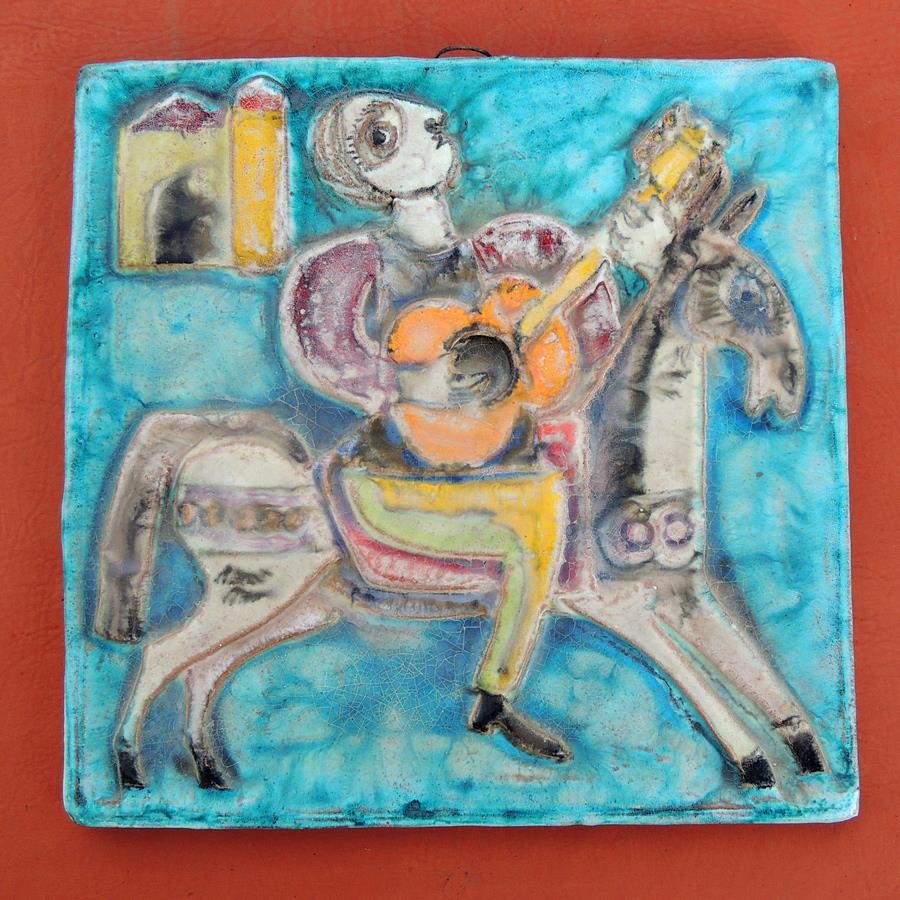 Giovanni De Simone Italian Cubist Style Art Pottery High Relief MCM Wall Tile