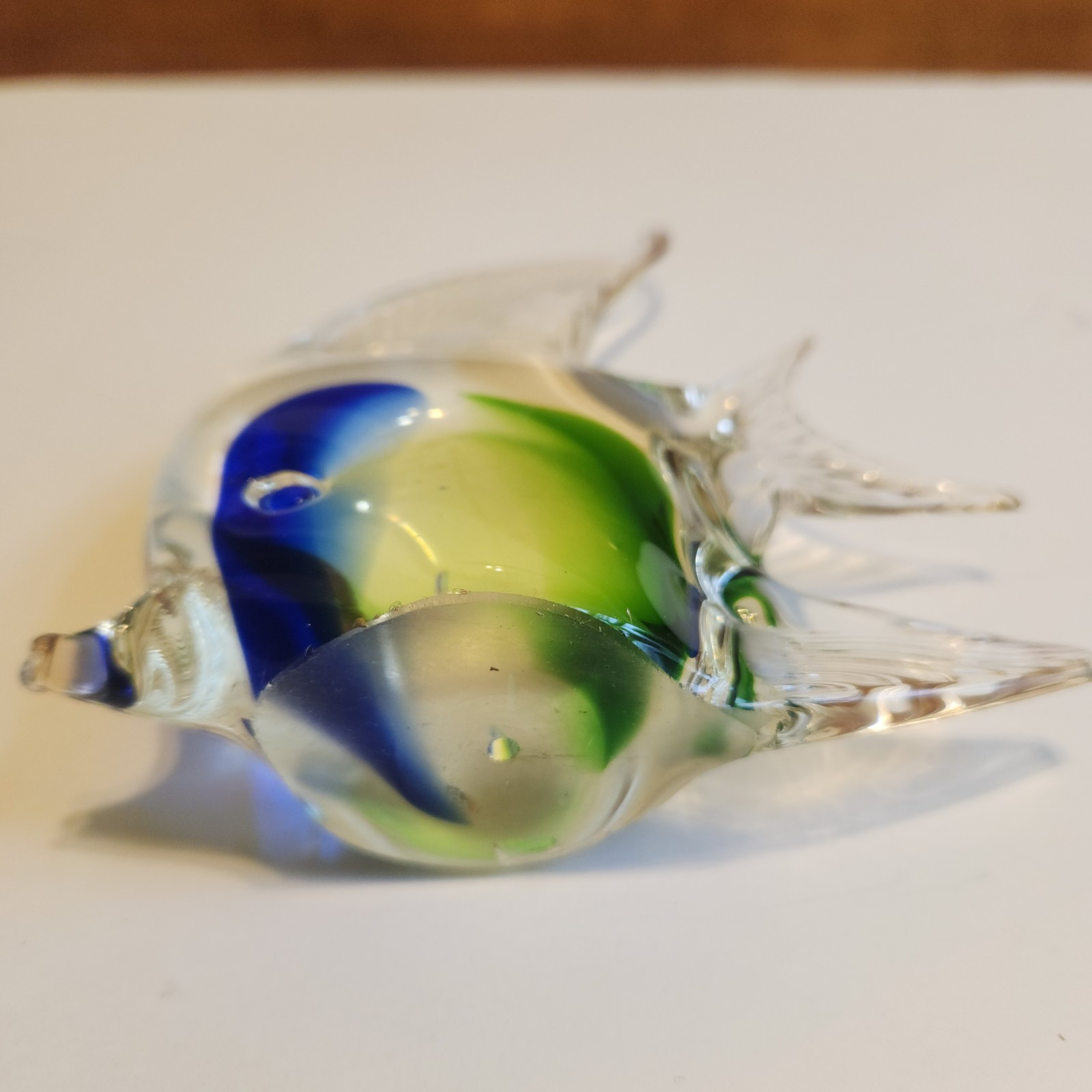 Lot of 2 Art Glass Fish Figures Murano Style Angelfish & Tropical Vintage