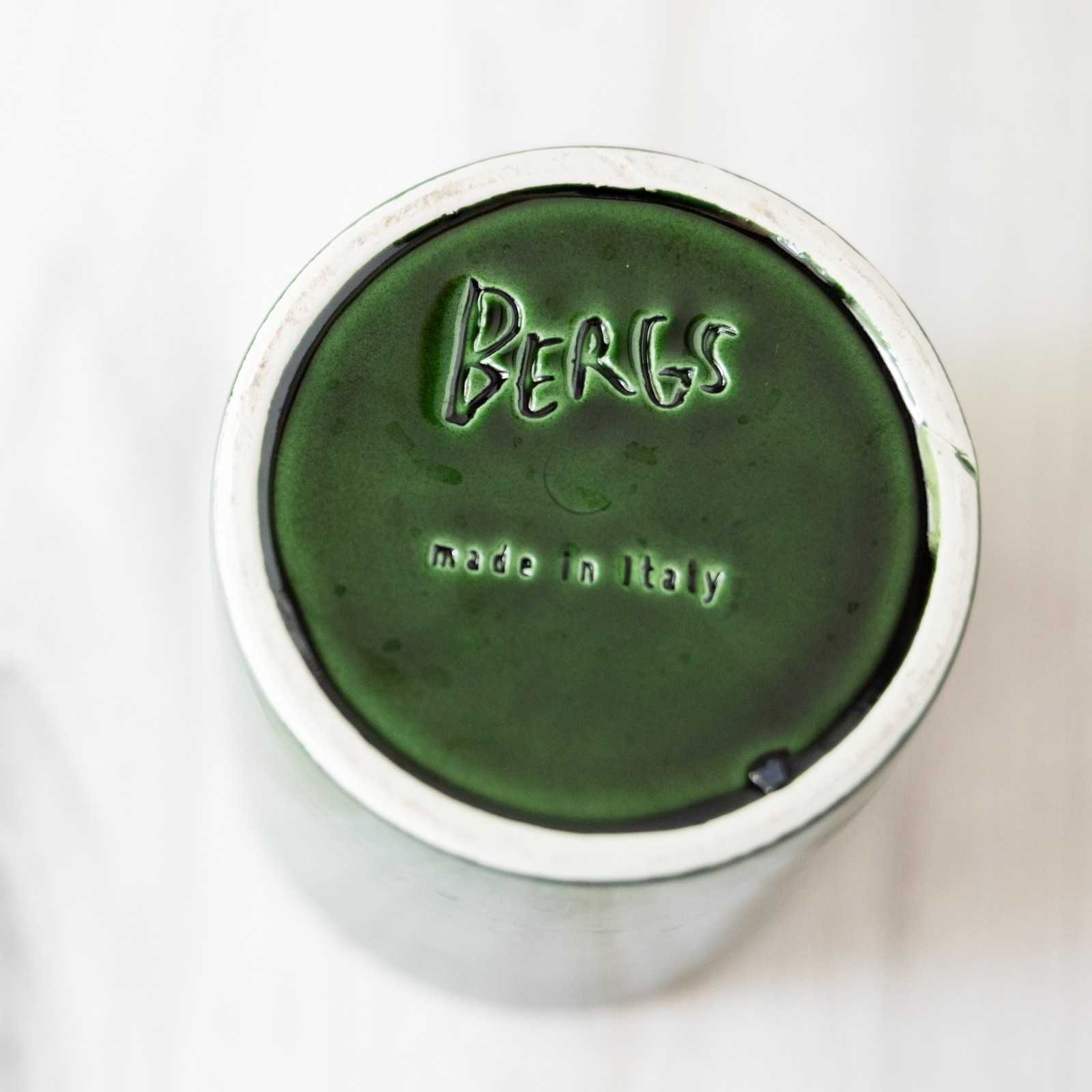 Bergs Pottery Green Glazed Round Planter Made In Italy 4.5 inches tall