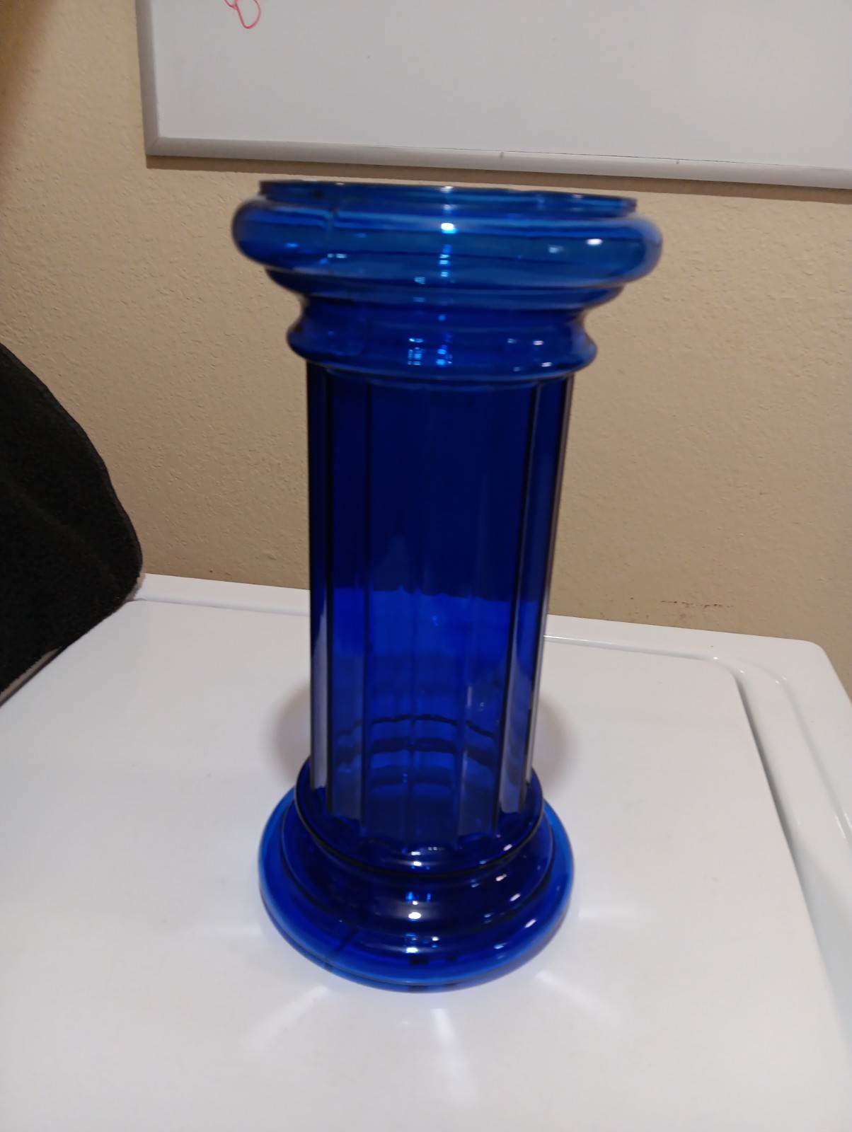 Cobalt Blue Pilgram Art Glass Colunm Vase 10.25in 1980s