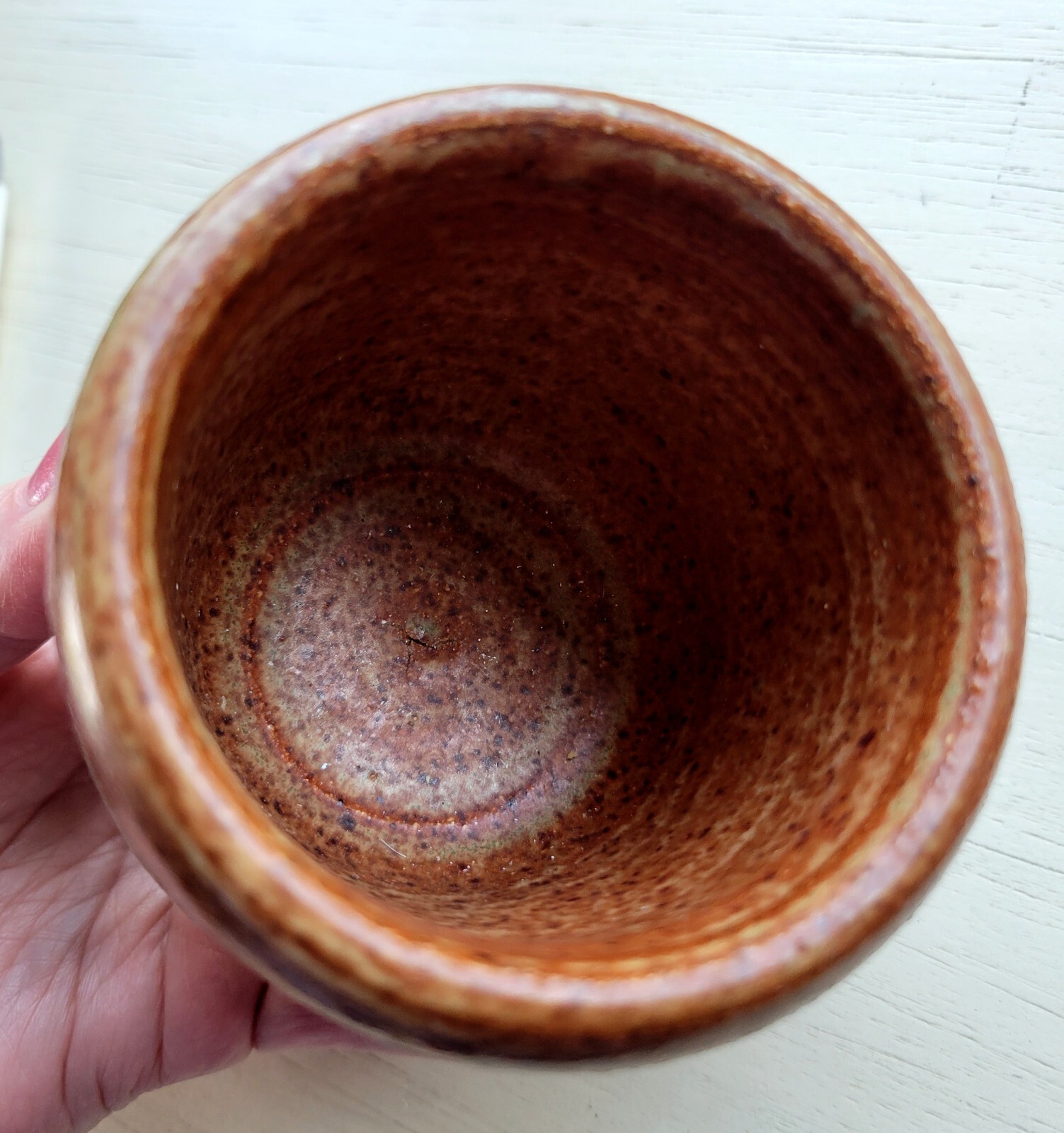 Studio Pottery Hand Thrown Brown Planter Vase 3.25″ Vintage Signed MR