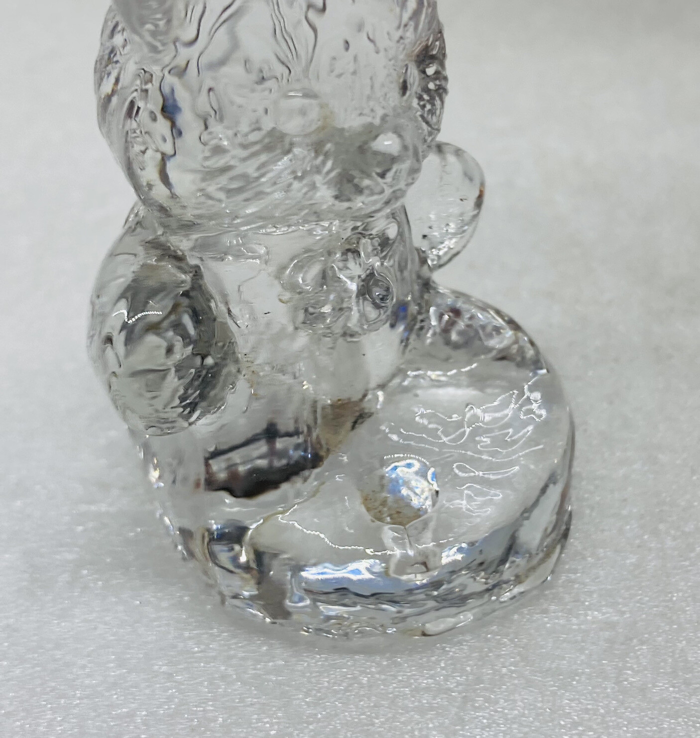 Vintage Crystal Glass Teddy Bear Candle Holder Mini 1.75” Unique Art Decor 3