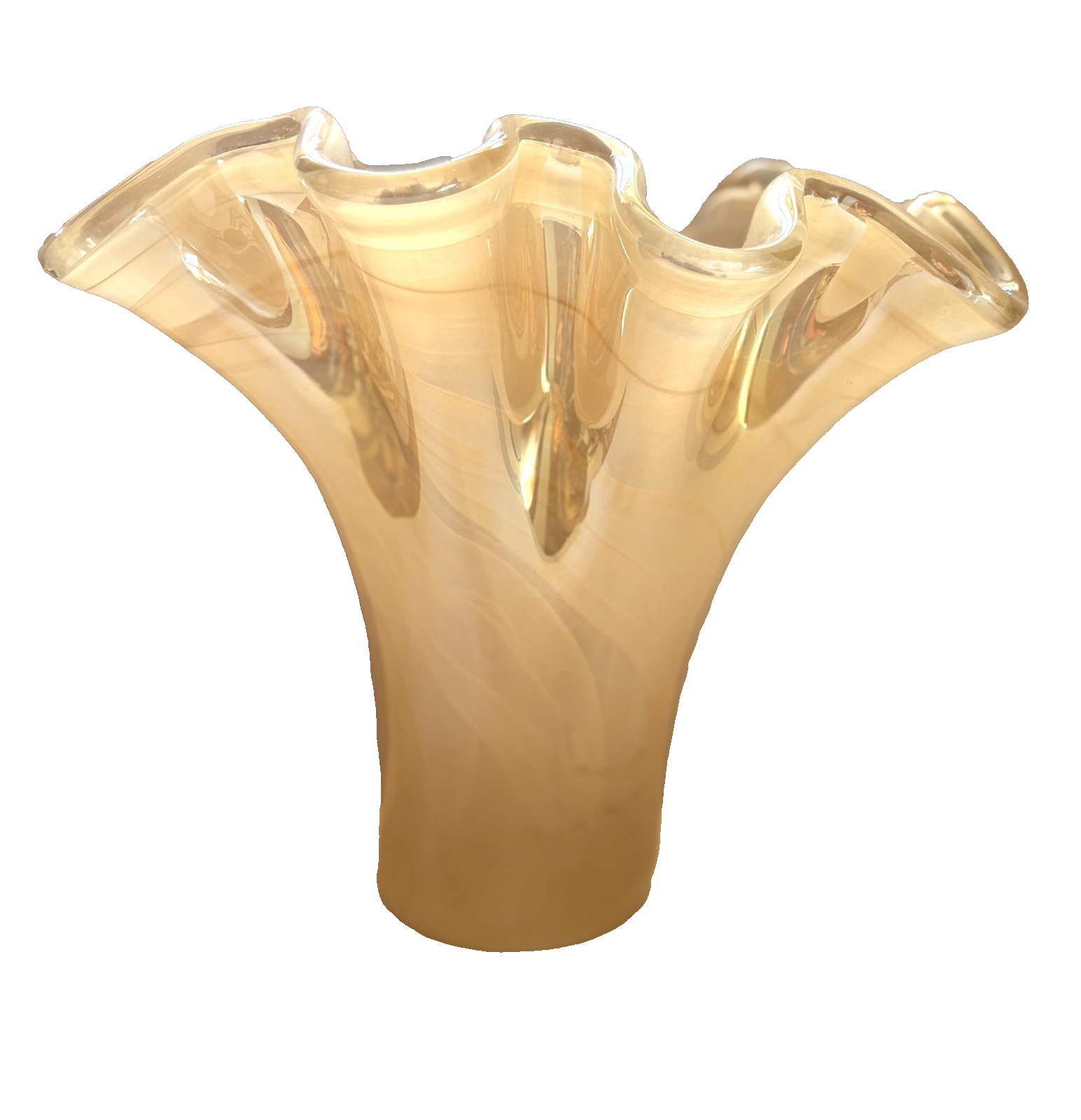 Murono Peach Ruffled Vase 12″