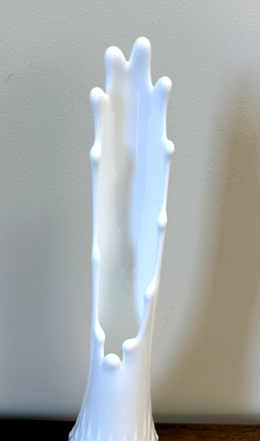 Vintage Fenton Hobnail White Milk Glass Stretch Swung Vase 15.25″ Tall MCM
