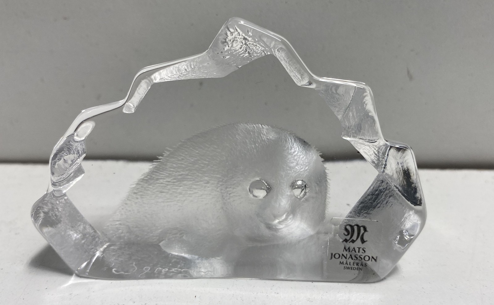 Mats Jonasson Maleras Sweden Crystal Seal Sculpture Figurine Signed Vintage