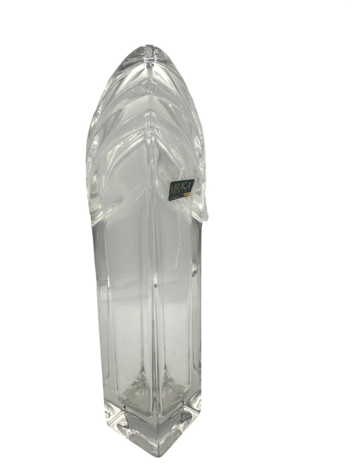 Mikasa Germany Clear Crystal Vase Geometric Design Collectible 11″ Tall Classic
