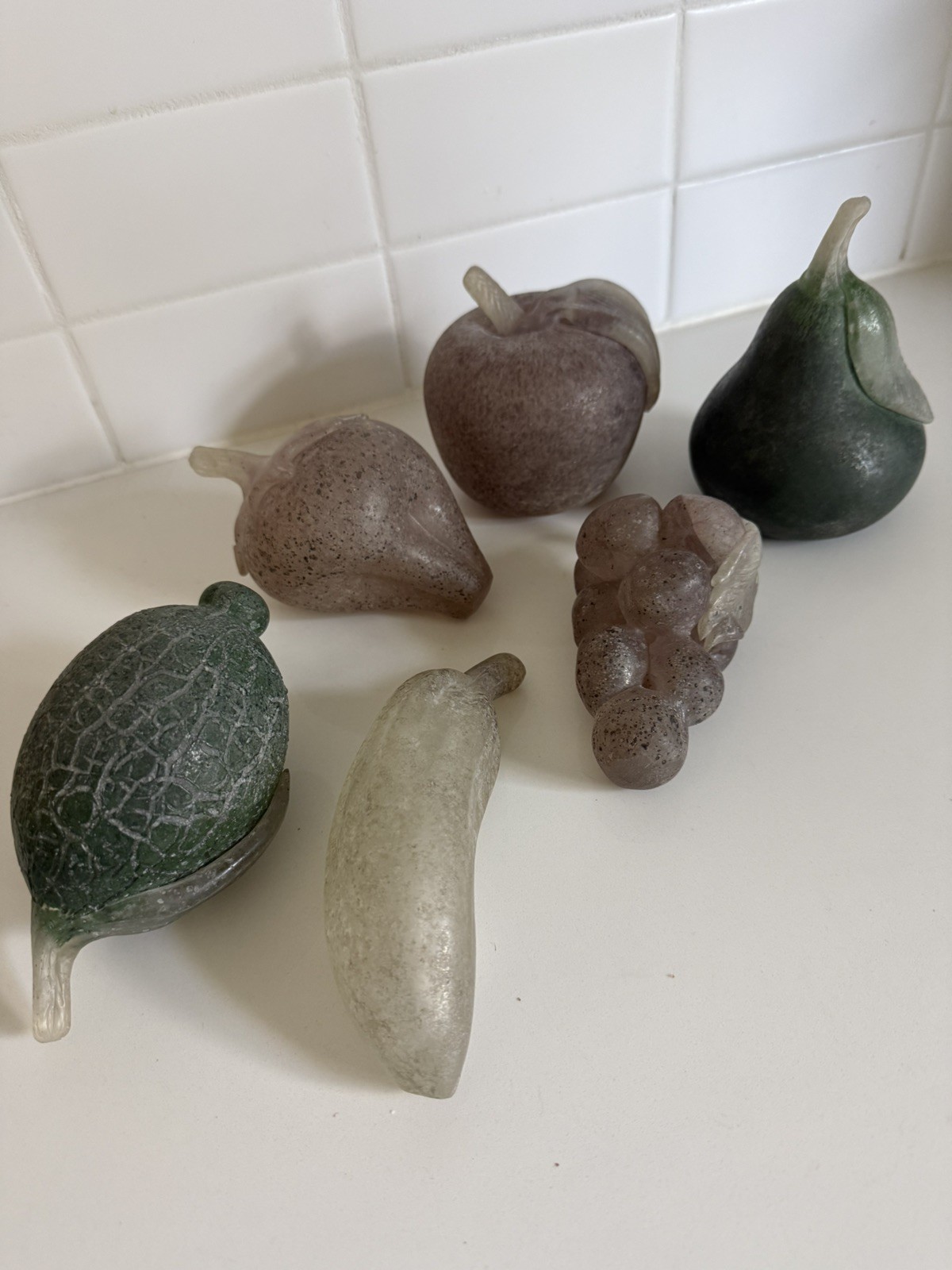 Murano Scavo Glass Fruit Collection Italy Vtg