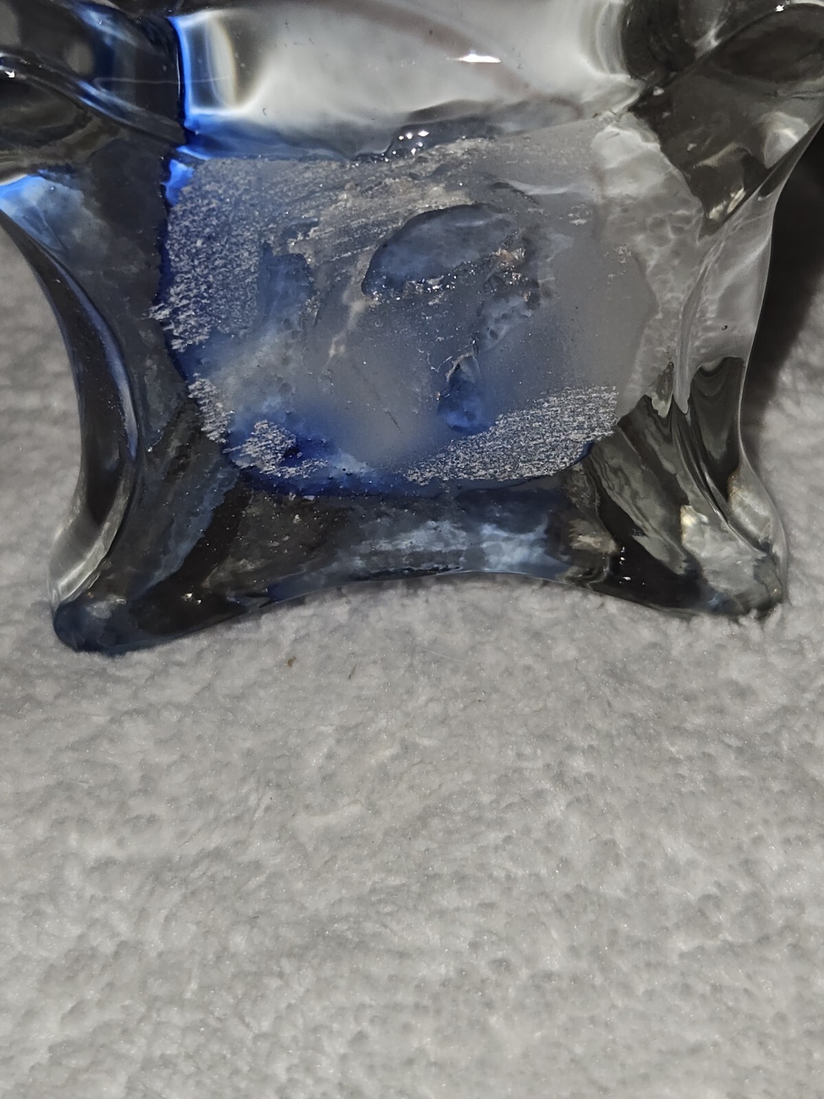 Jack In The Pulpit Vase 7.5″ Amethyst White And Blue Hand Blown Glass Art
