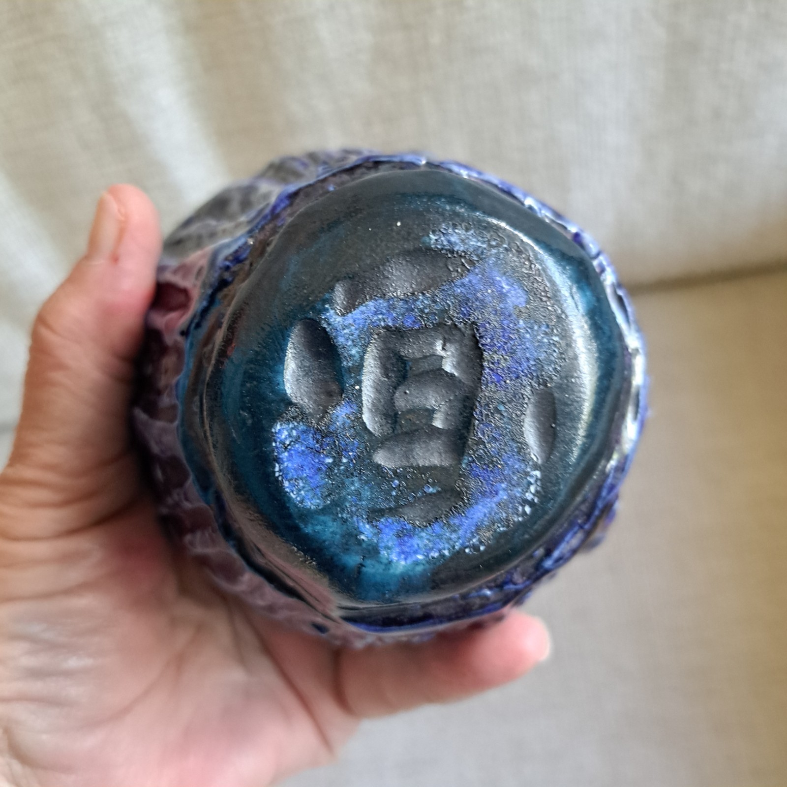 Small Studio Pottery Royal Blye Succulent Plant Pot Eclectic Trinket Bowl #C106