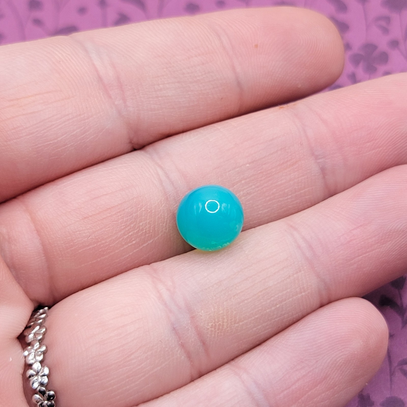 Tiny Uranium Glass Ball 10mm Undrilled Teal Green Opal Marble