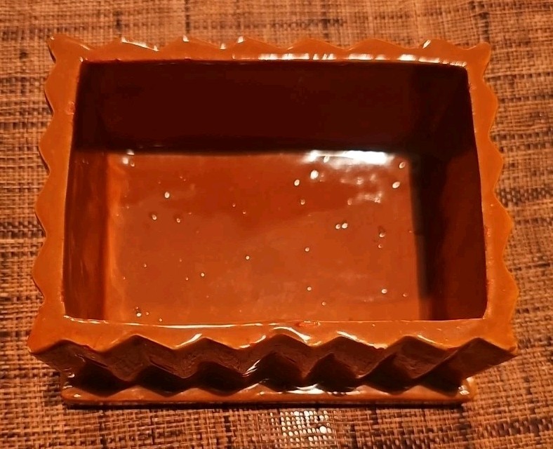 Cigarette Pottery Trinket Box w/Lid 60s Orange Ceramic MCM Italy #’d 75-57-READ