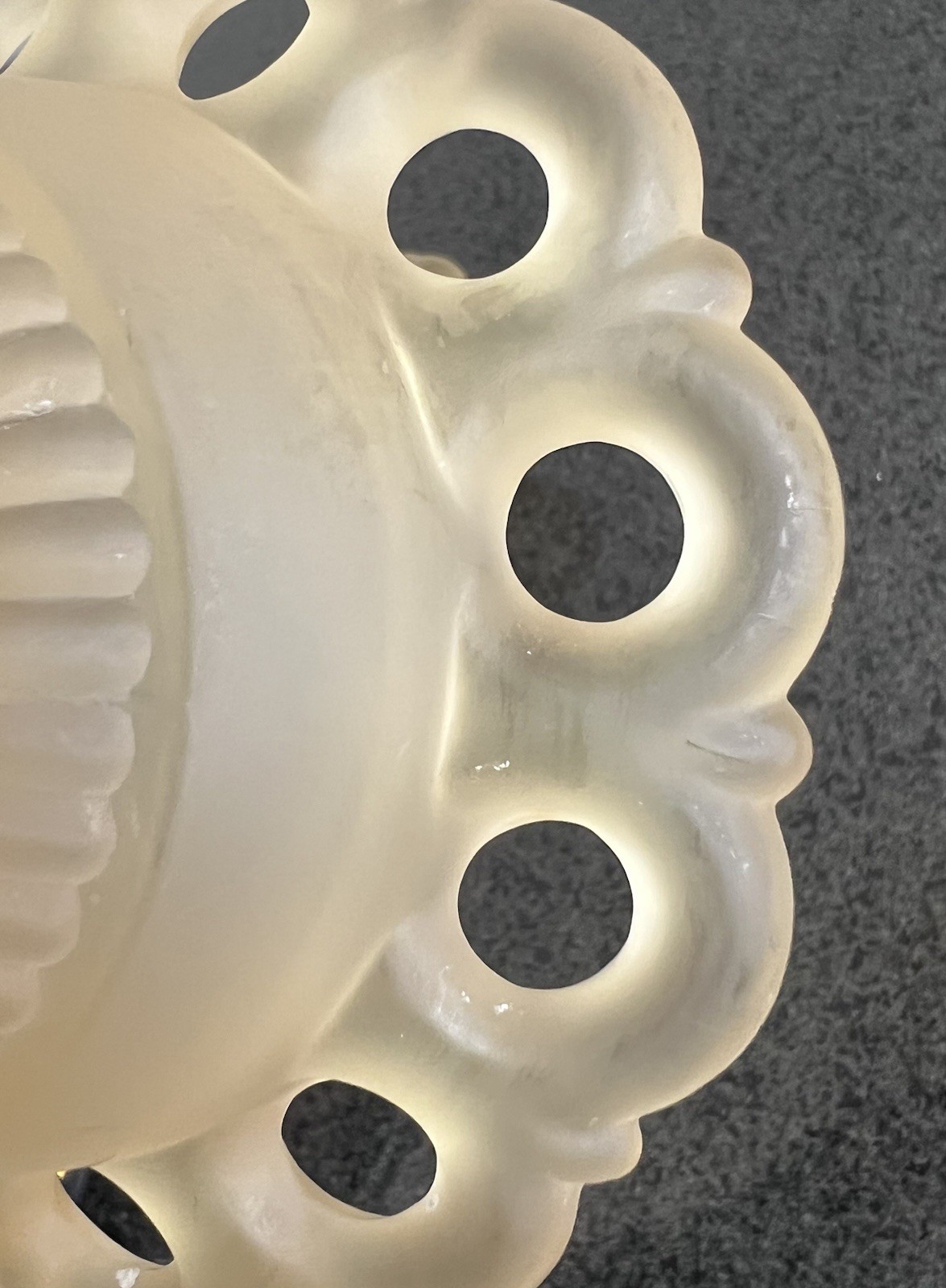 Westmoreland Yellow Satin Glass Doric Open Lace Candleholder Pair As Is*
