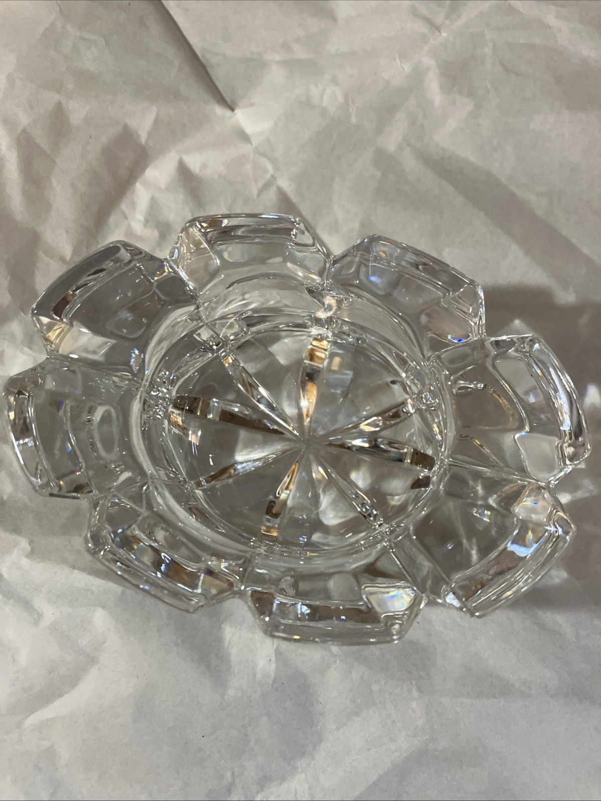 Sparkling Mikasa Crystal Votive Candle Holder/Ashtray /Cricket Box Oval 4” X 3”