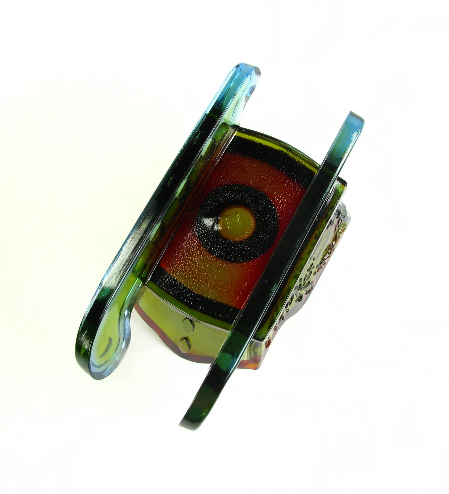 Boyd Glass Pair of Rubina Christmas Sleigh Candle Holders – 1985 – Some UV Glow