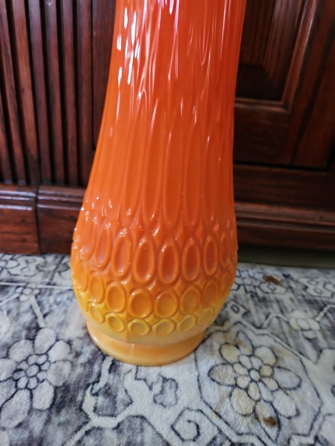 Vintage Swung Vase Orange Bittersweet 1000 Eye Vase, 16″ Tall