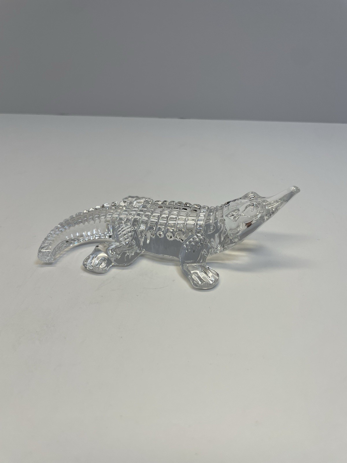 Waterford Crystal Alligator Paperweight Figurine 5” -Tip Of Tail Broken