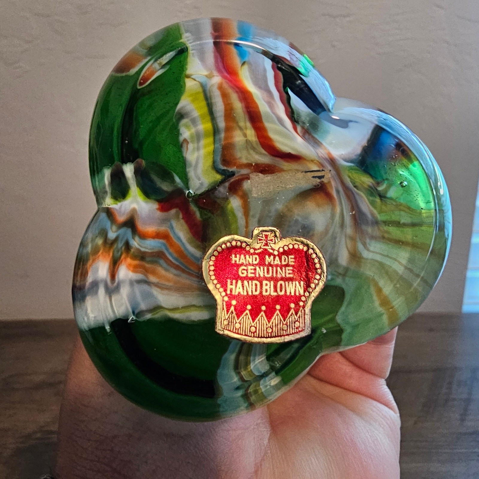 Vintage MCM Hand Blown Glass Stretch Bud Vase 10.5″ Green Art Decor 1960s Mod