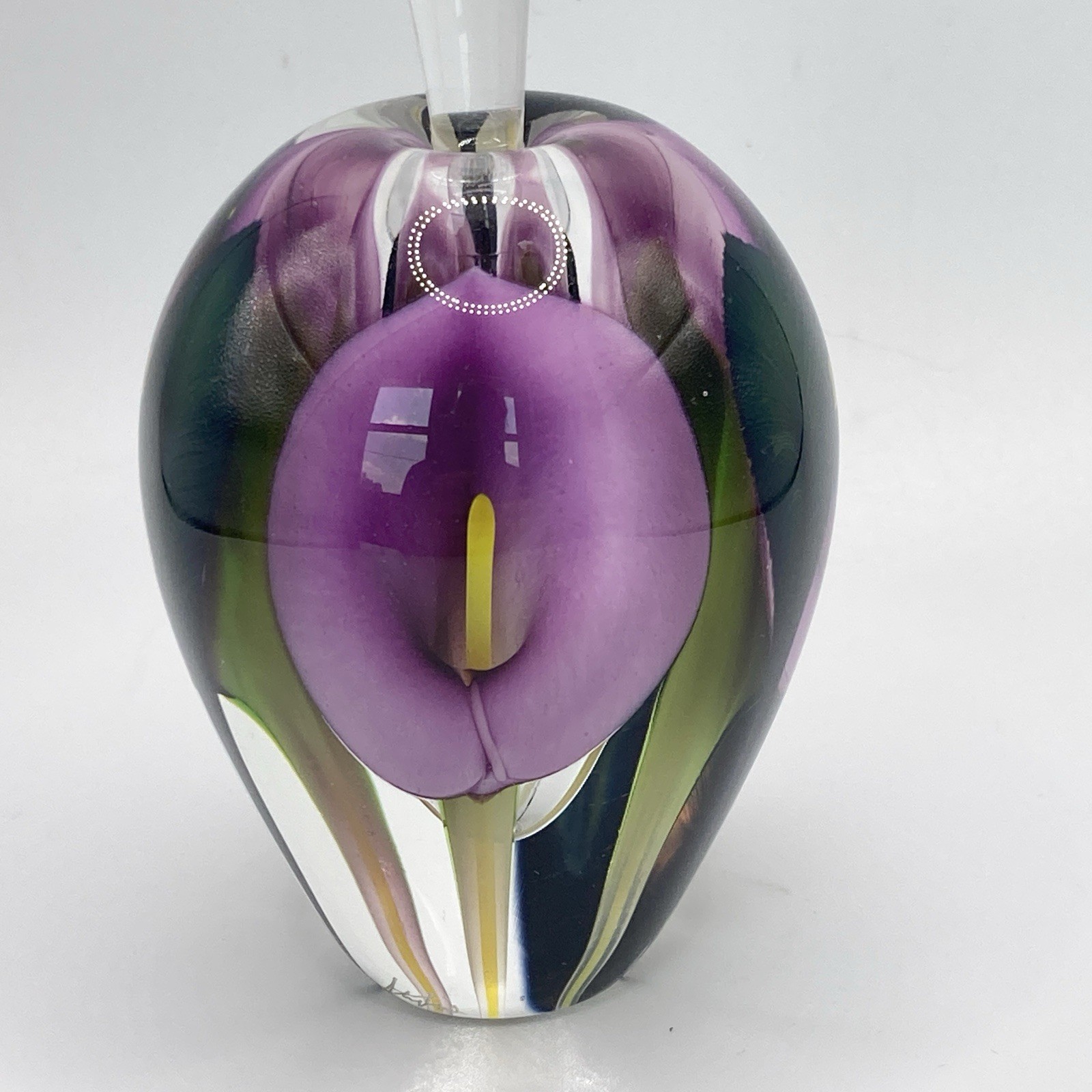 Lotton Studios Scott Bayless Calla Lily Art Glass Paperweight Perfume Bottle