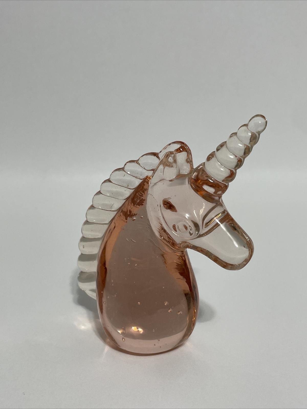 Vintage Pink Unicorn Glass Paperweight
