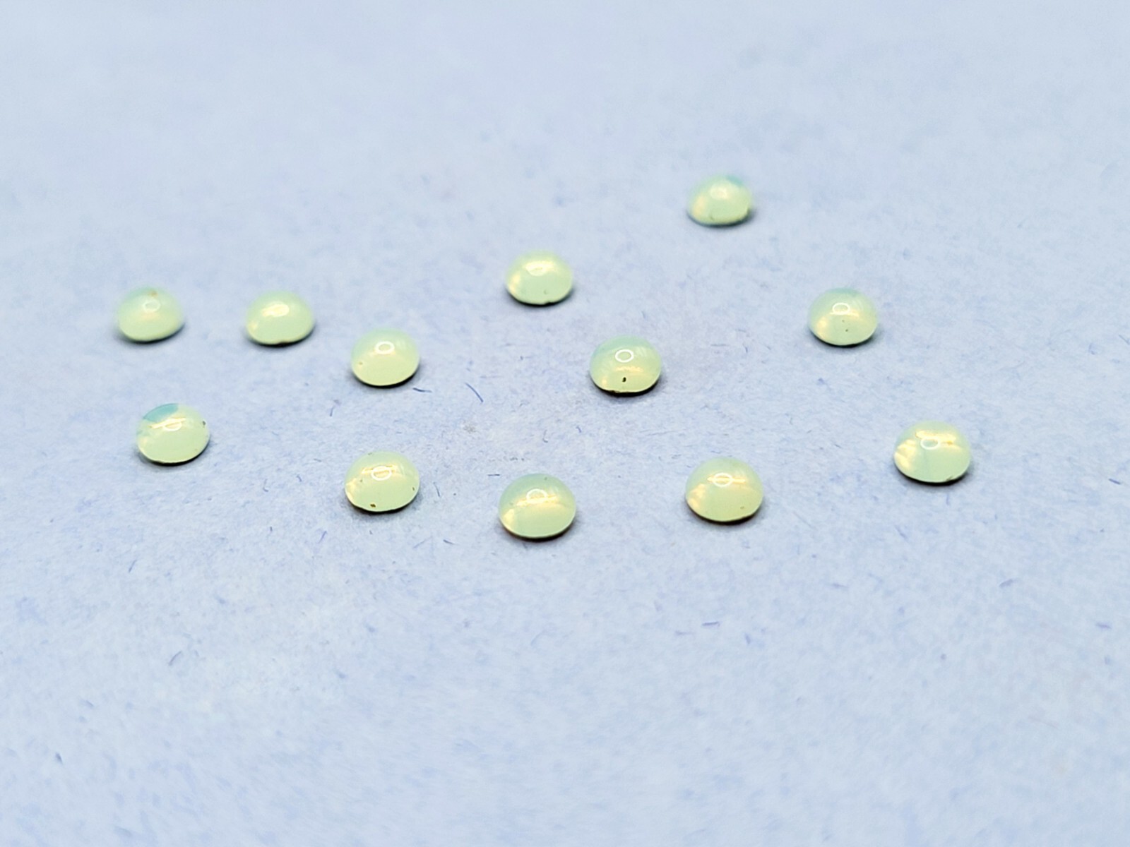 12pcs 3mm Uranium Glass Cabochon Yellow Opal Gold Foiled Czech Half Dome