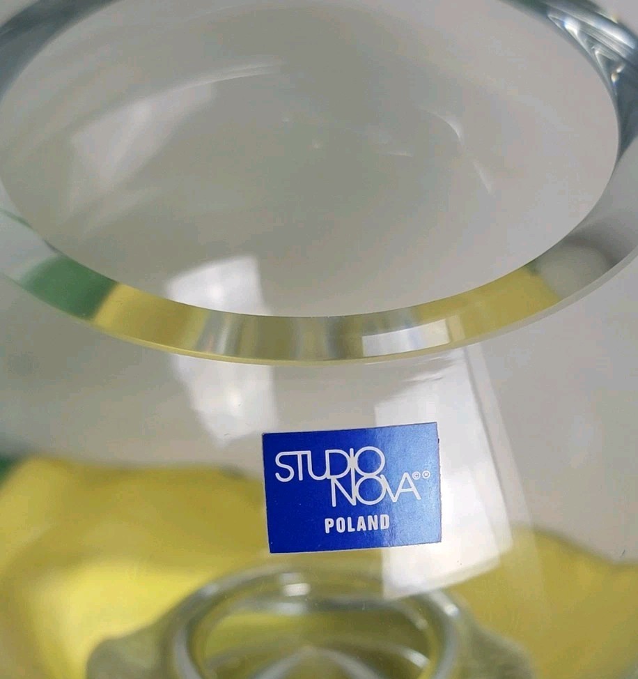 Post-Modern Polish Art Glass Double Bubble Ball Bud Vase by Studio Nova – Clean.