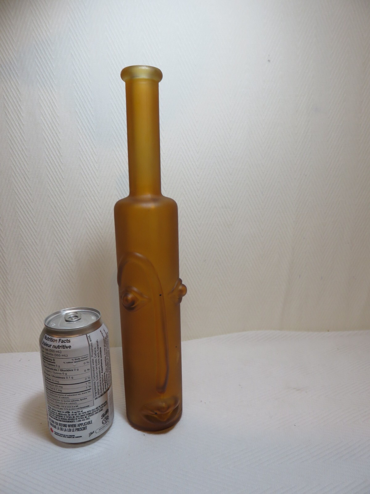 Vintage Kefla Depose France glass wine bottle with face