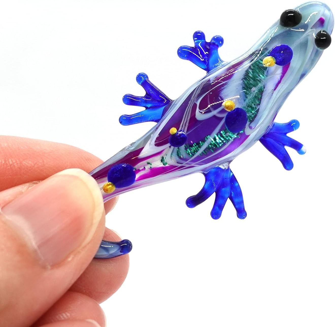 Lizard Miniature Figure Animal Hand Blown Glass Collectible Gift Home Décor