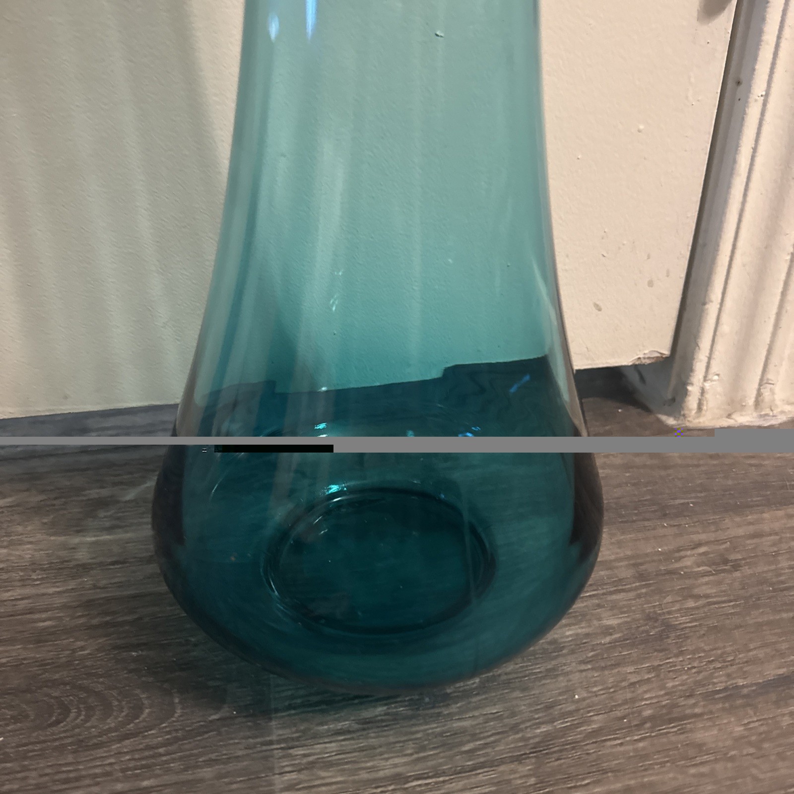 Vintage LE Smith Peacock Blue Smooth Swung Vase 25.6” Tall