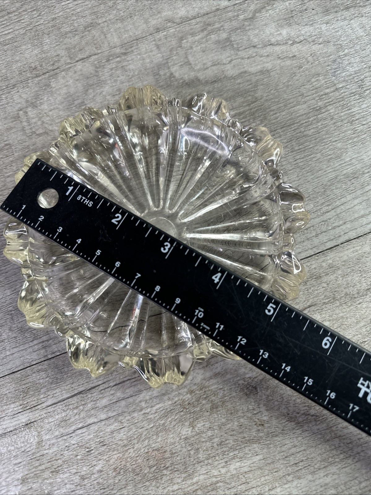 2-Hazel Atlas Vintage Nesting Ashtray Round Clear Glass Retro Mid-Century Modern