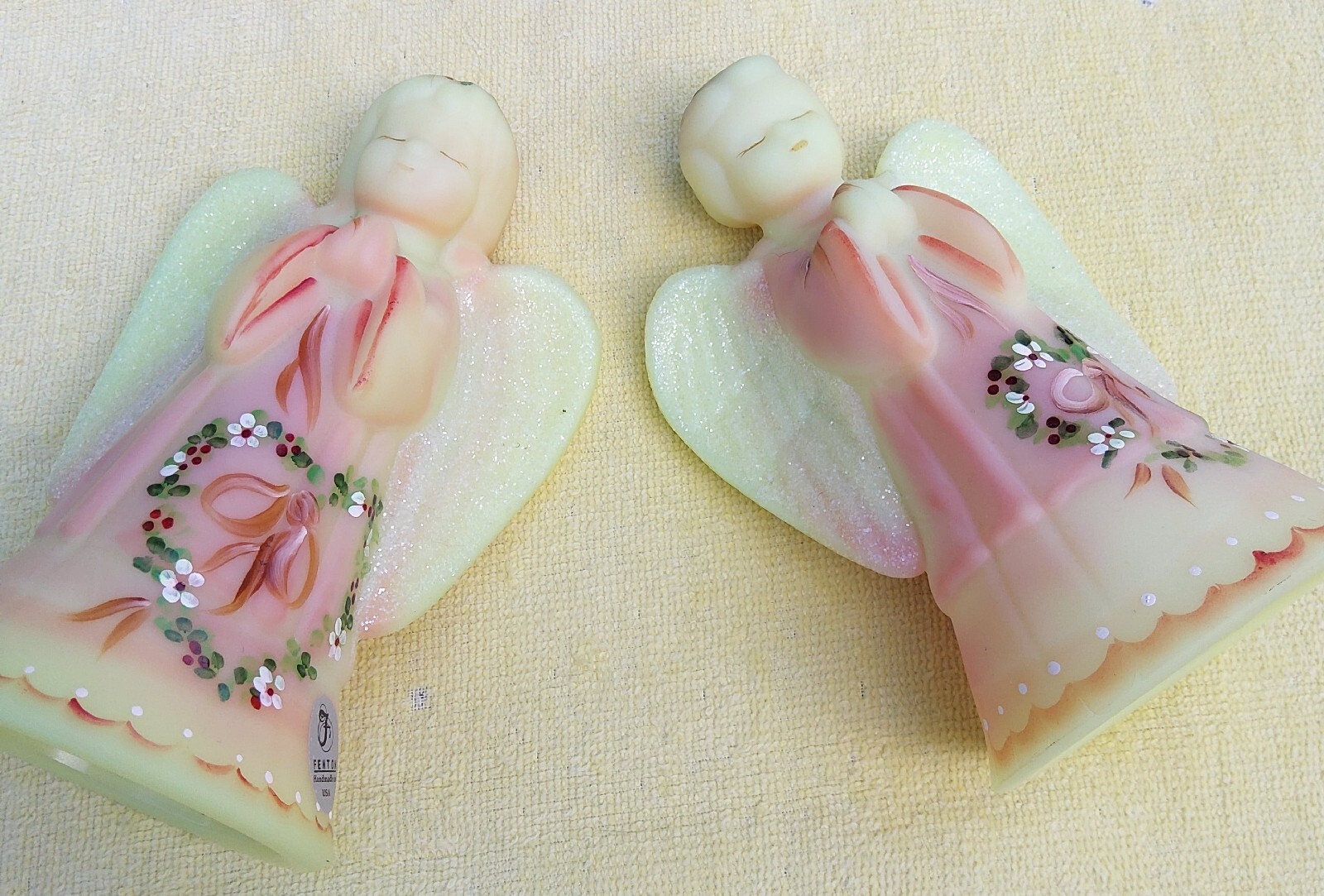 Fenton Burmese L.E. Angels, Lot Of 2, H.P. 1 BOY, 1 GIRL, 2009, Great Gifts! 👍