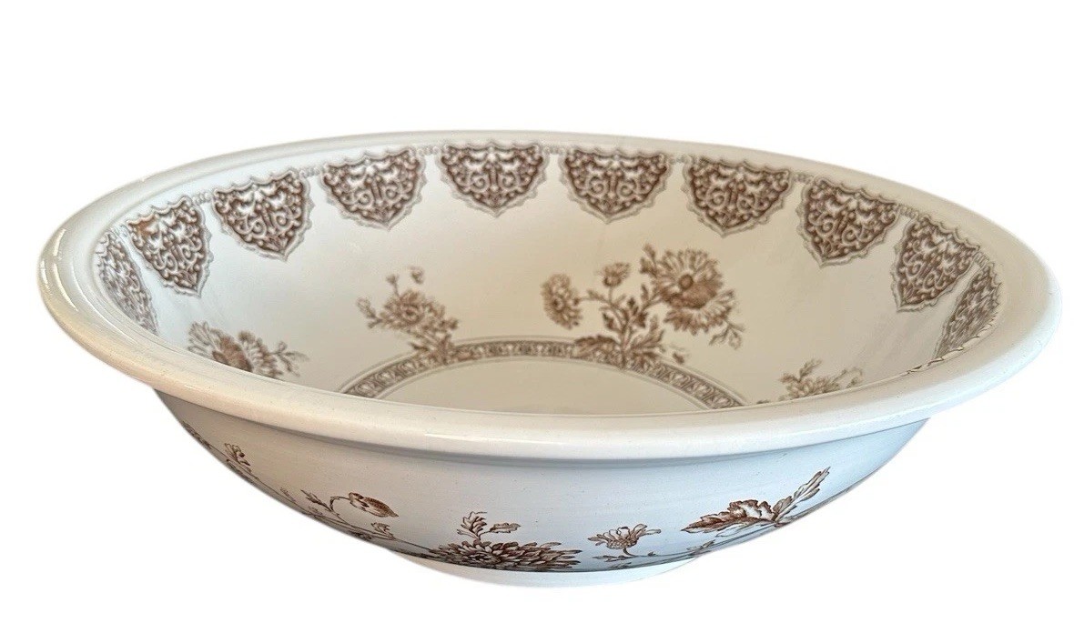 Antique Brown Transferware Wash Basin Bowl Only Emery Richmond Burslem England