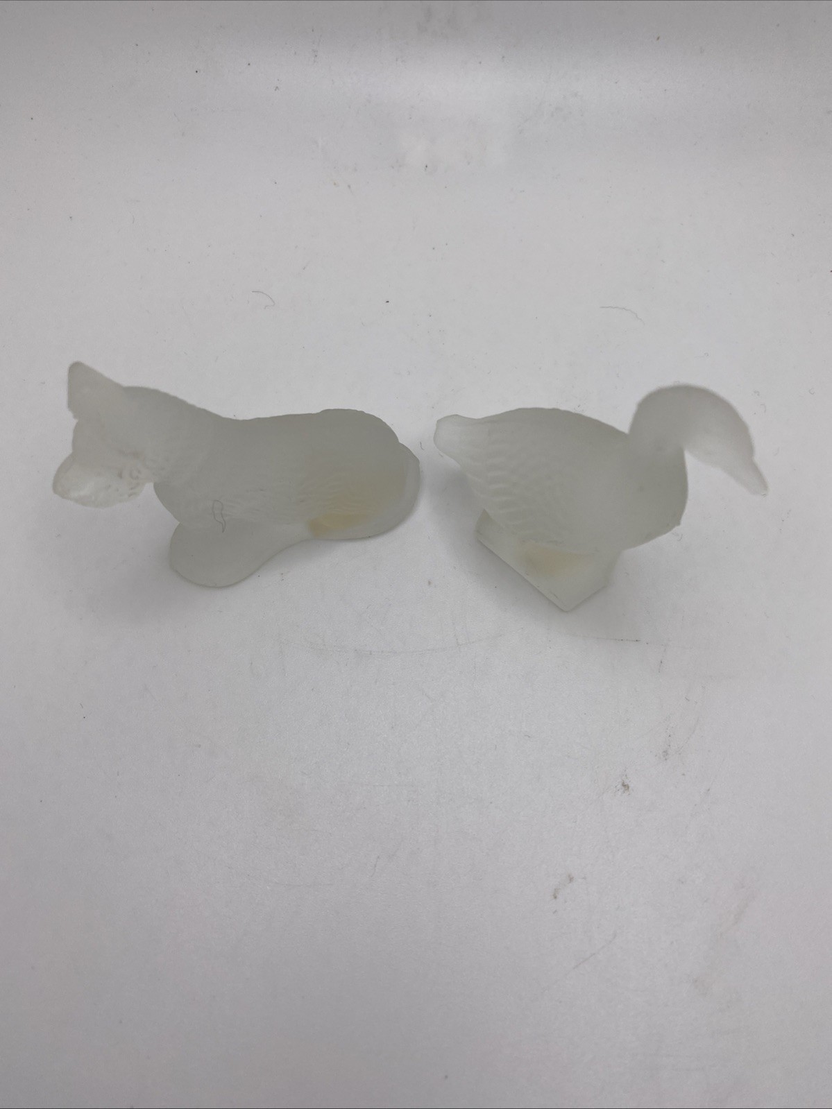 Vintage Two L E Smith Small Satin Glass Animal Figurines Duck & Scottie Dog
