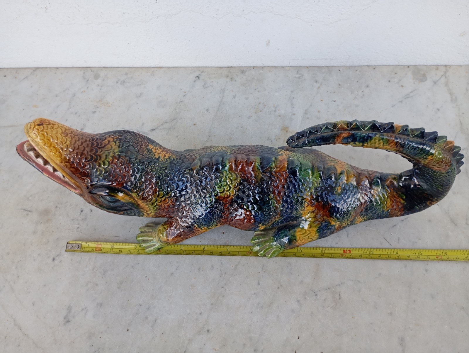 Vintage 1940s Amazing Palissy Majolica Huge Lizard Portuguese Bordallo School