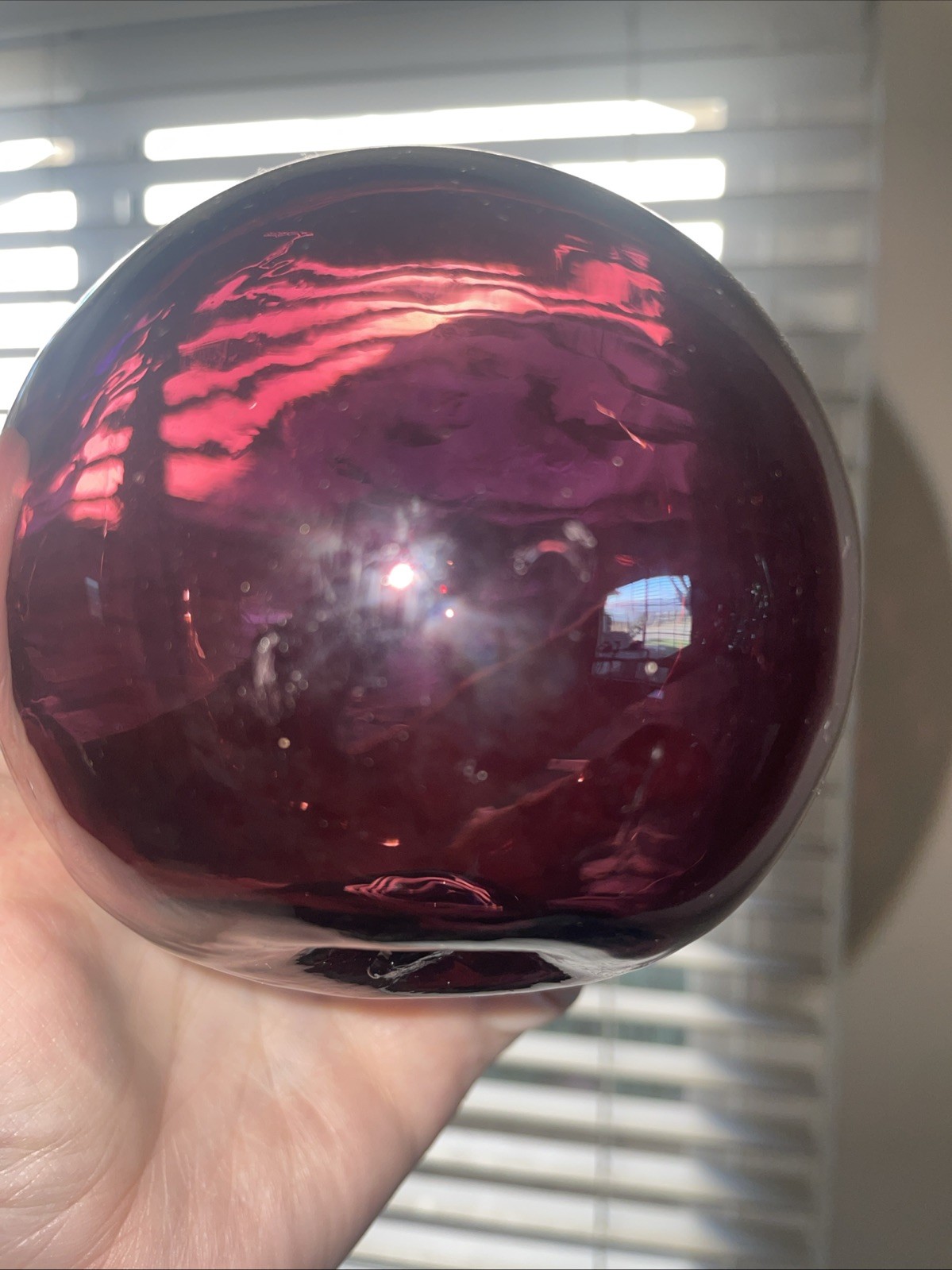 Vintage Artisan Glass Hand Blown Purple Glass Sphere/Orb Fishing 3 3/4” Diameter