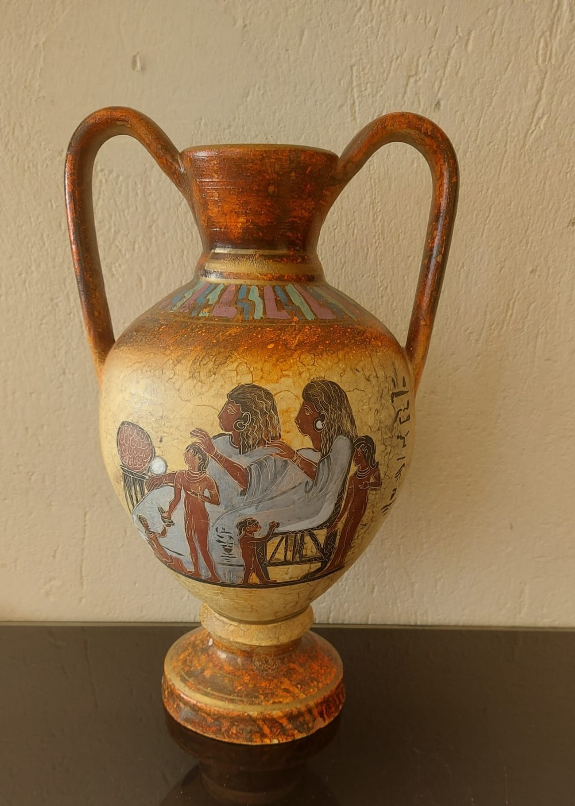 Multicoloured Greek Pottery Amphora Vase 33cm
