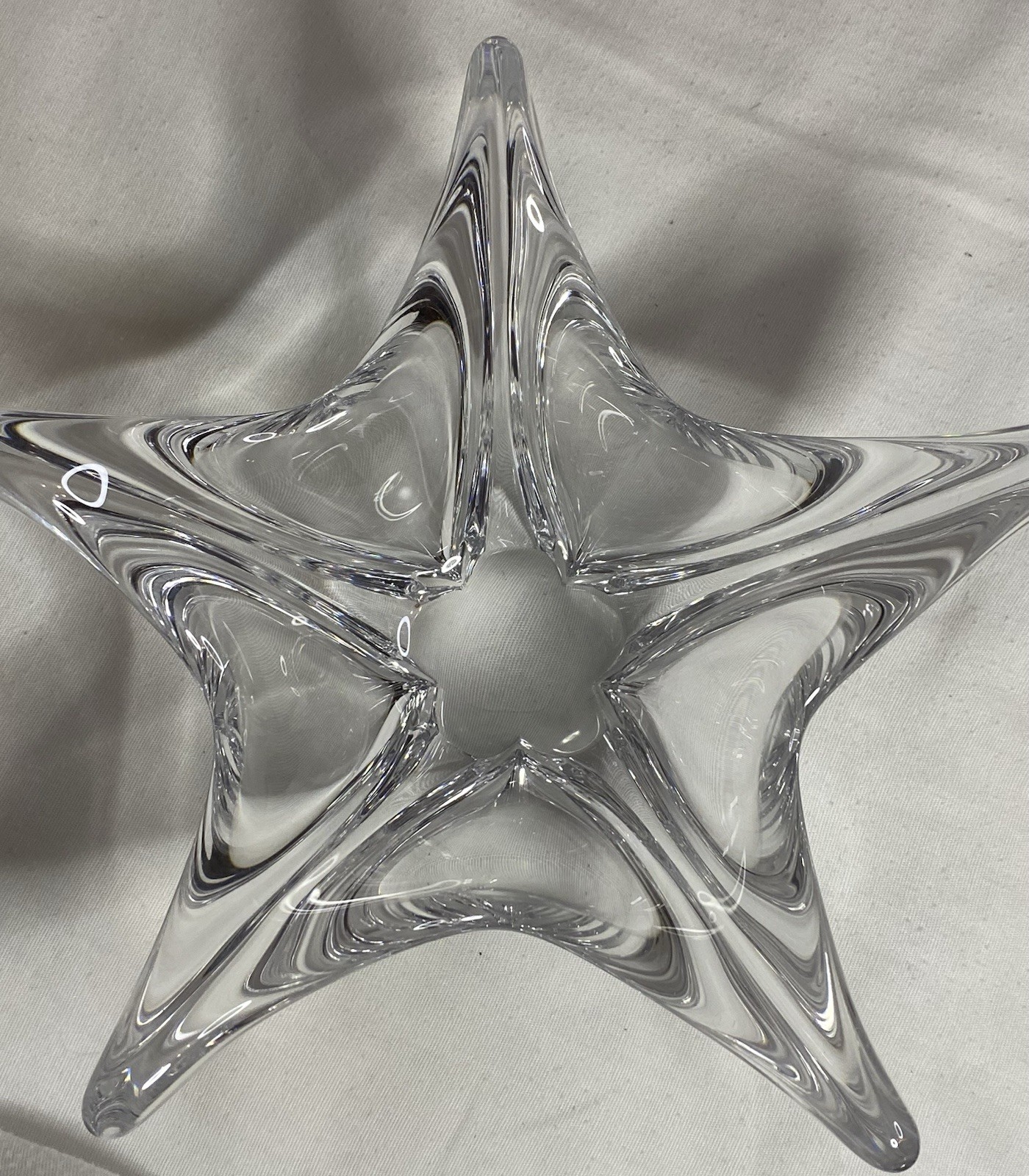 Vintage Daum & France 5 Point Star Crystal Vase Bowl