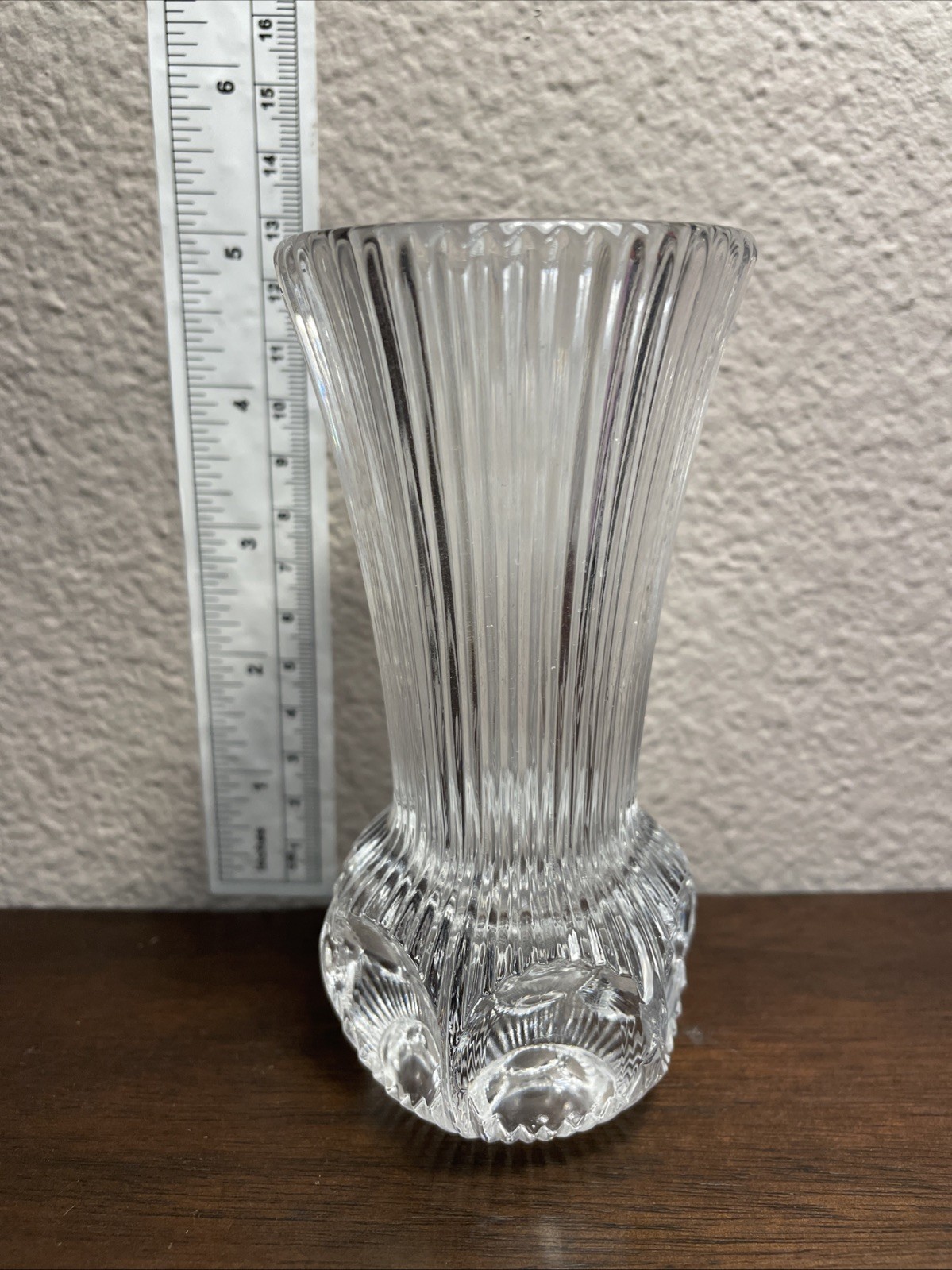 Vintage Fostoria Melissa Bud Vase Concave Thumb Print Lead Crystal Clear 4.5”T