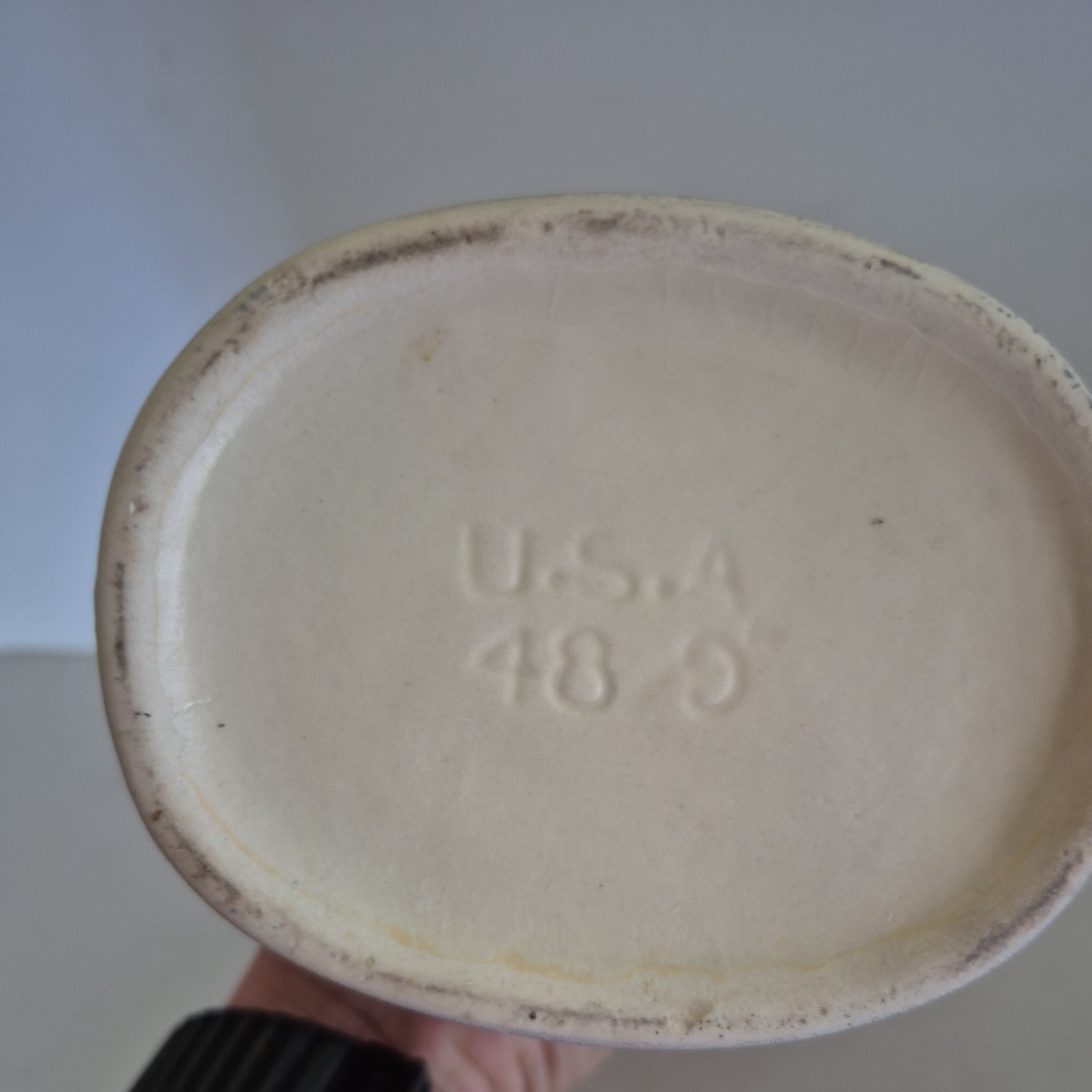 1940s Hull Art Pottery Mardi Gras Vase Pink White Blue Matte Finish 48-9 Vintage