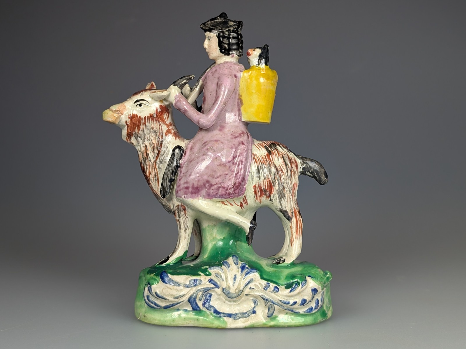 Antique Early 19th Century Staffordshire Figure Welsh Tailor Riding Goat