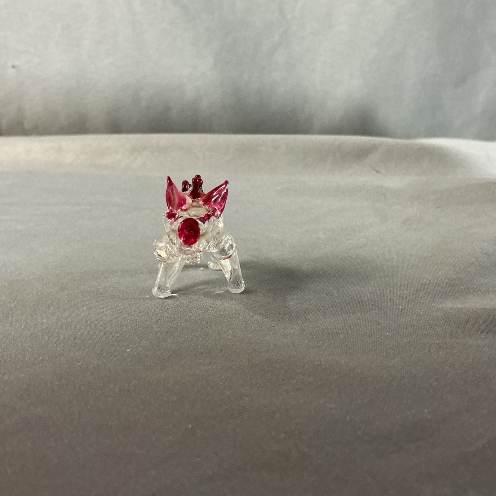 Hand Blown Miniature Glass Figure Red White Wild Boar
