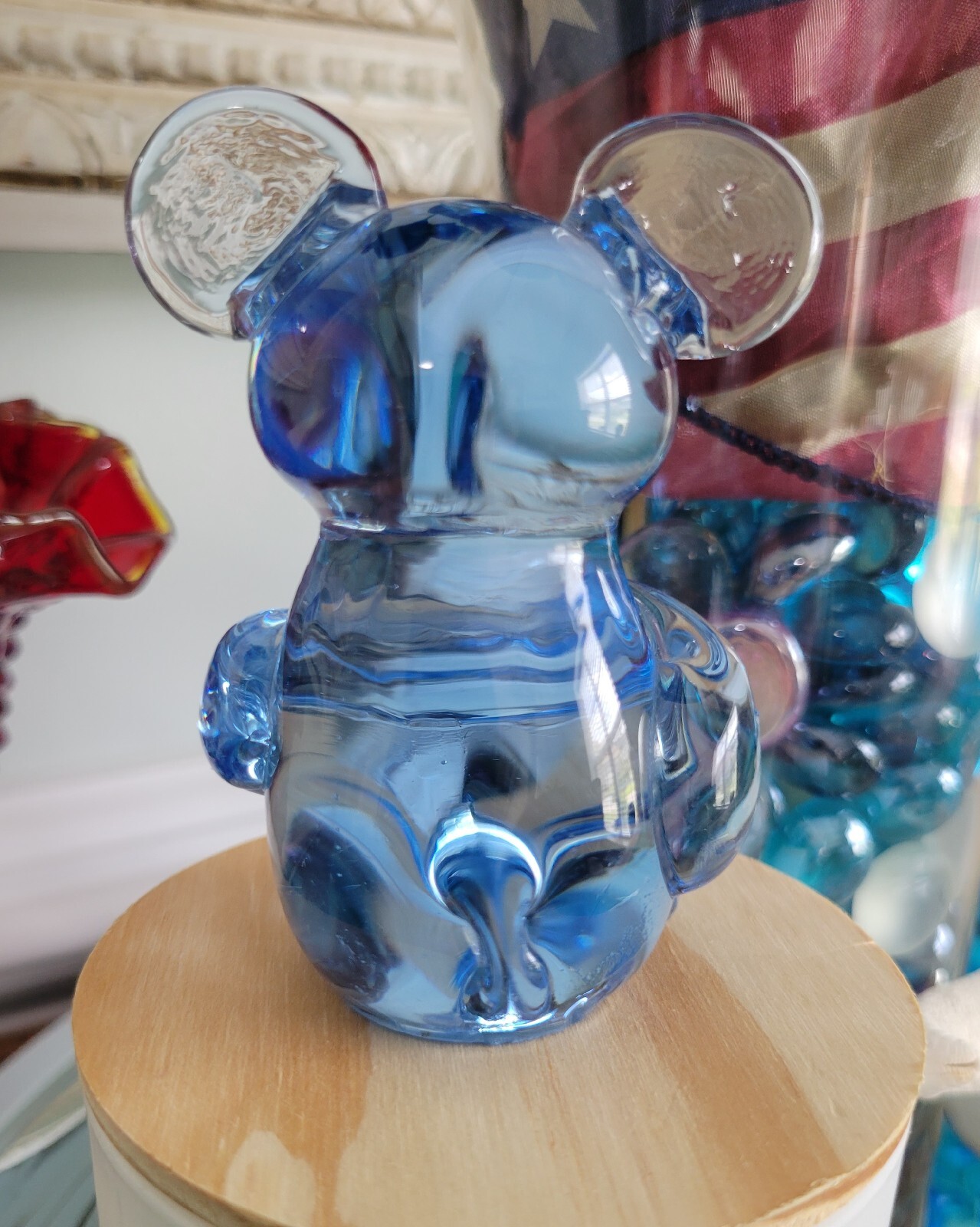 Blue Glass Koala Bear Figural Figurine US Commemorative Fine Art Gallery